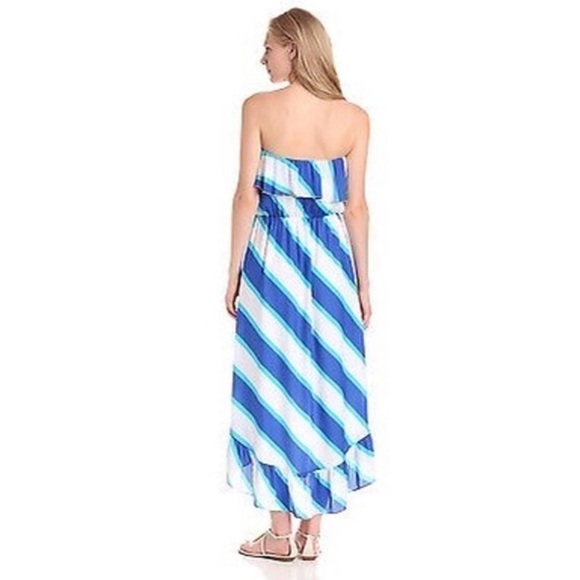 Lilly Pulitzer Blue, White, Turquoise Strapless Hi Low Caldwell Dress Size Small - Picture 6 of 13